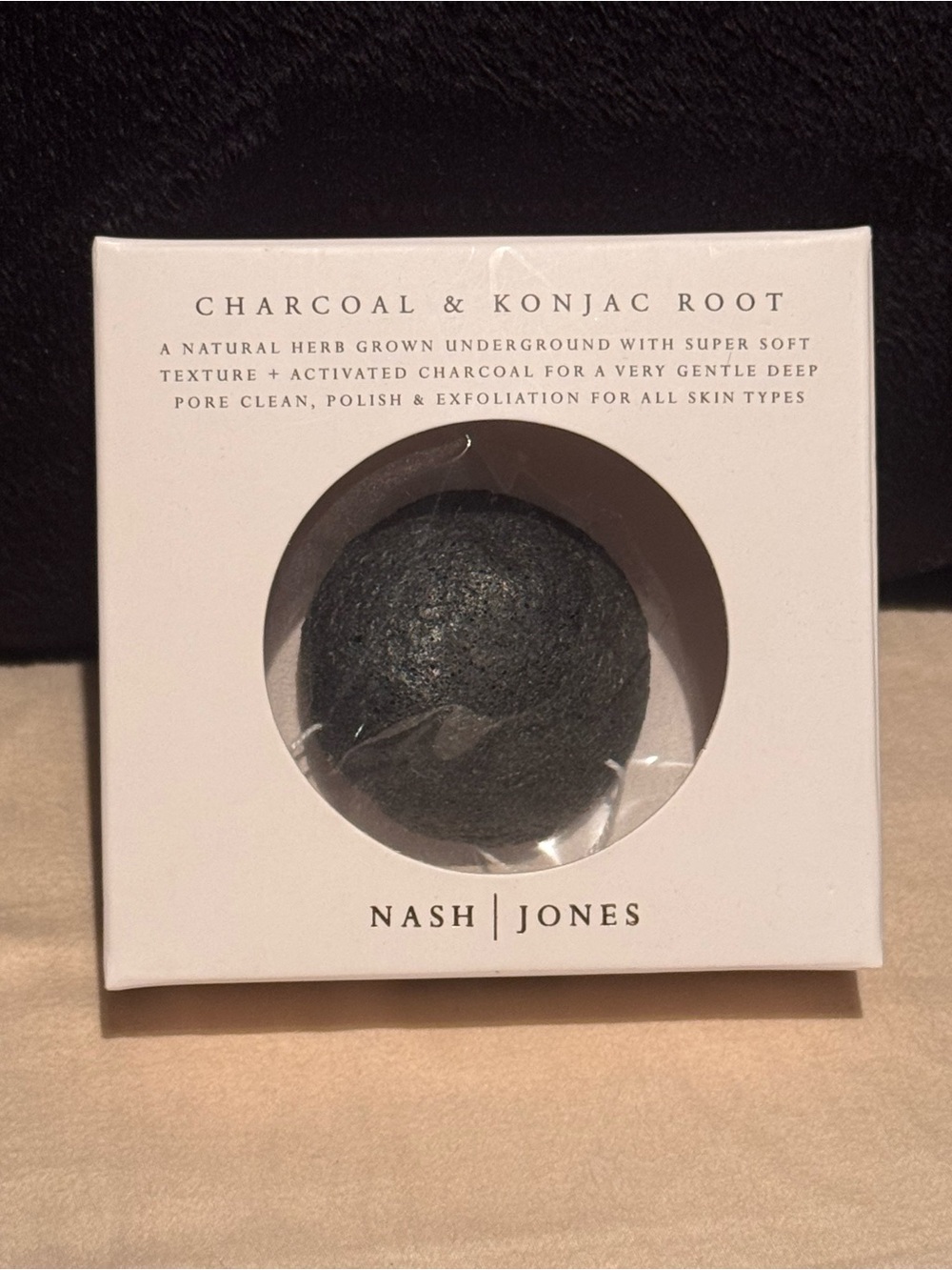 NEW IN BOX!! Nash Jones Charcoal & Konjac Root Facial Sponge - Charcoal